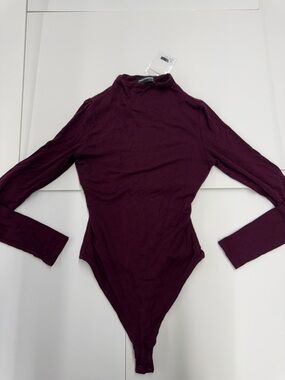 NEW with Tags Naked Wardrobe Long Sleeve Mock Neck Bodysuit - Plum